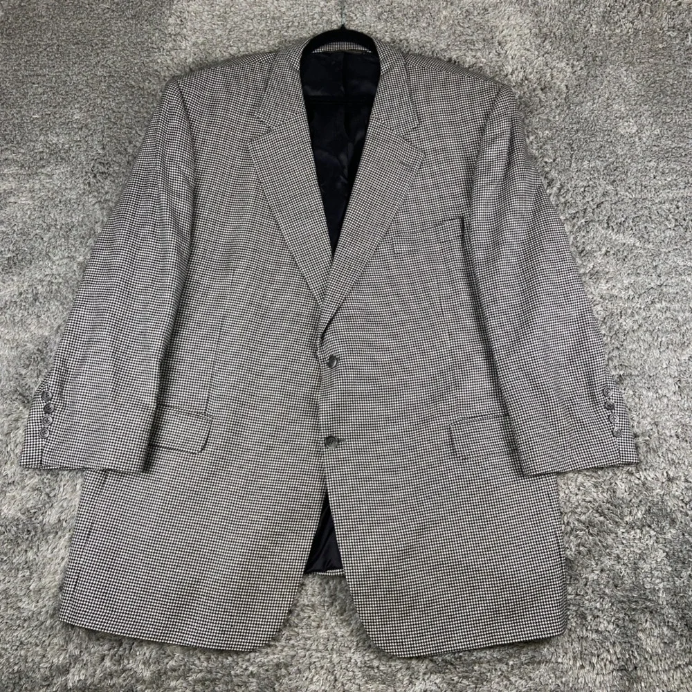 Jack Victor Blazer Mens 54L Grey Houndstooth Loro Piana Cashmere Sport Coat